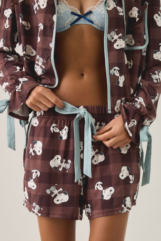 Snoopy Bow Detail Plaid 2-Piece PJ Set #2