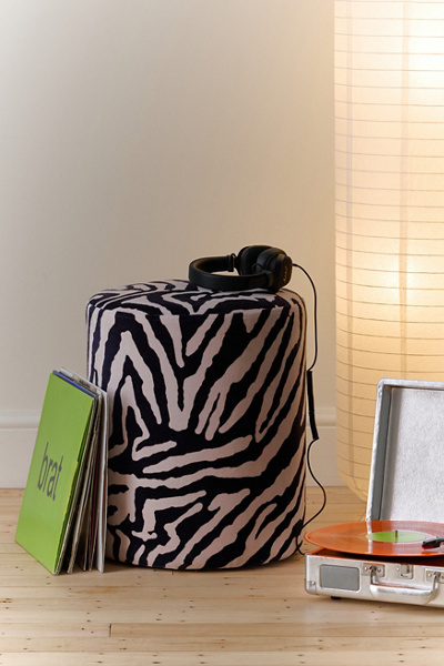 Zebra Velvet Upholstered Stool
