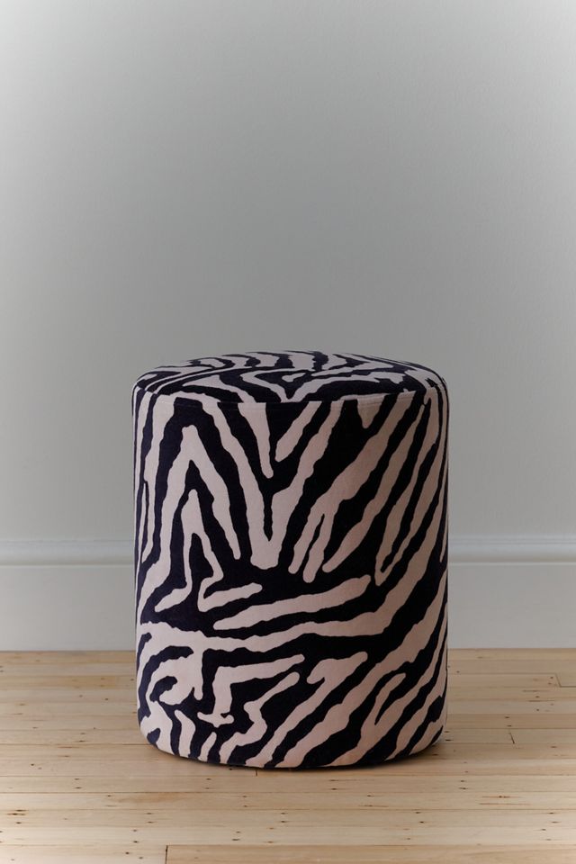 Zebra Velvet Upholstered Stool #1