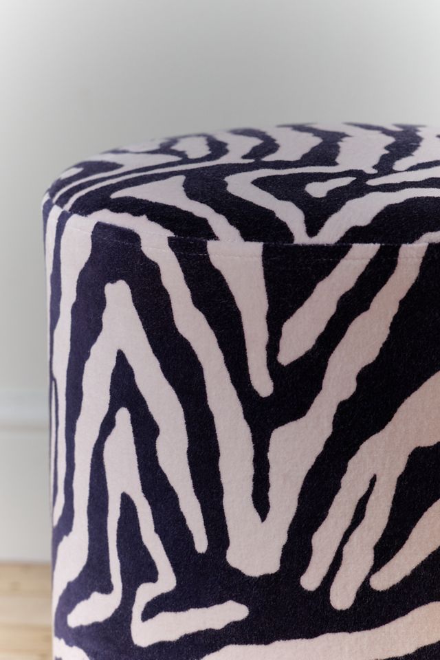 Zebra Velvet Upholstered Stool #2