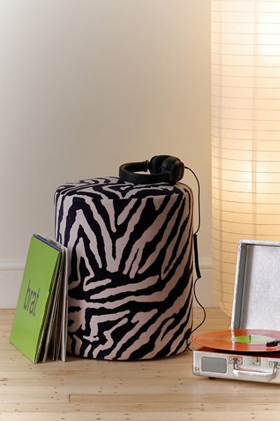Zebra Velvet Upholstered Stool