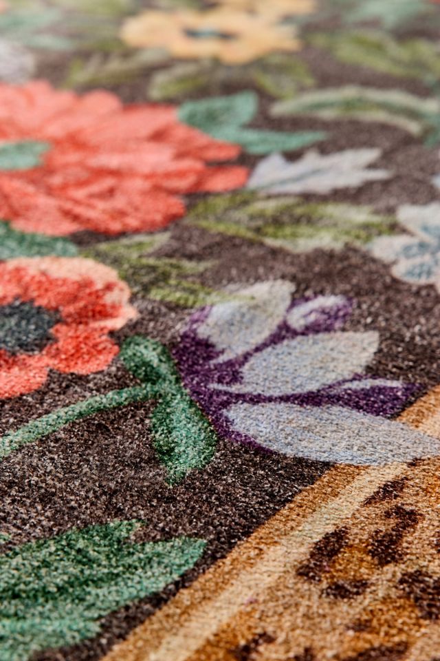 Carmine Floral & Leopard Printed Rug #2