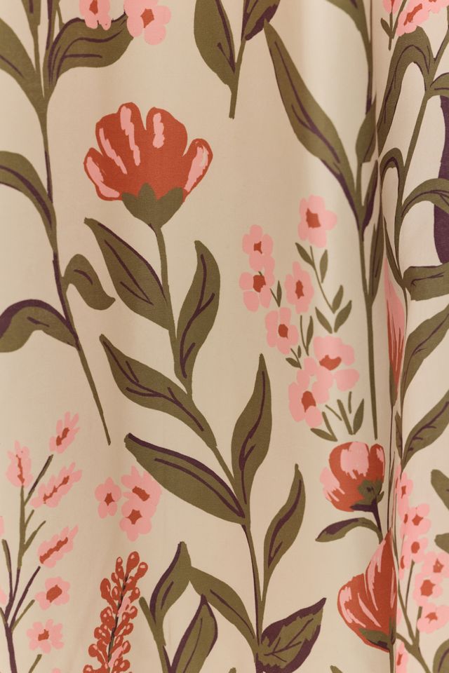 Wren Cat Greenery Patterned Shower Curtain #2