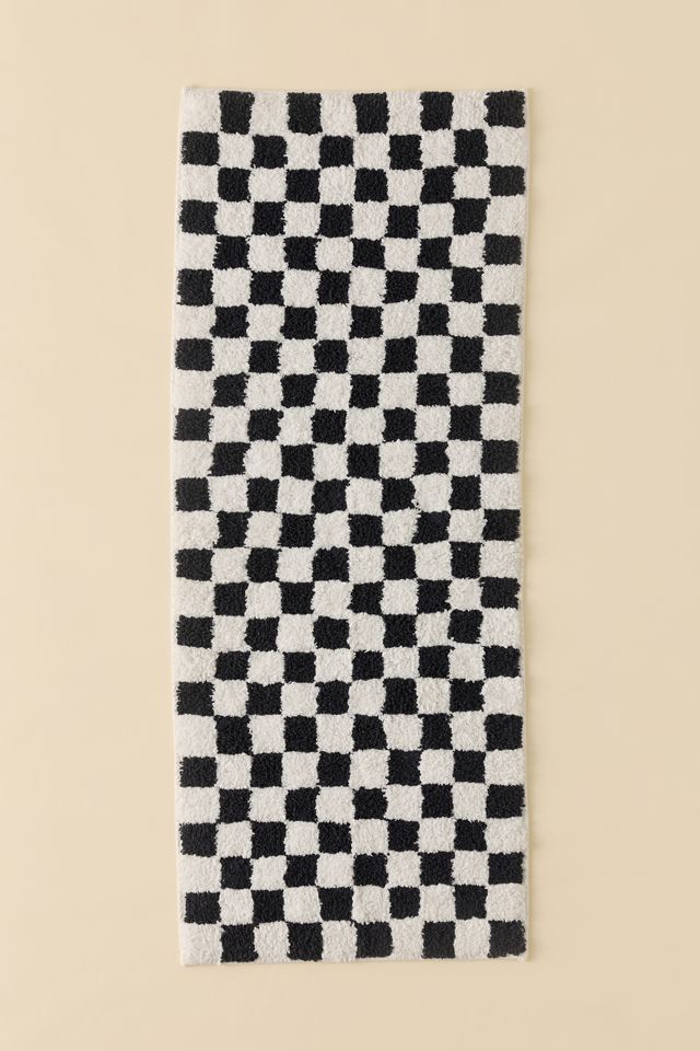 Checkerboard Plush Tufted Runner Bath Mat #1