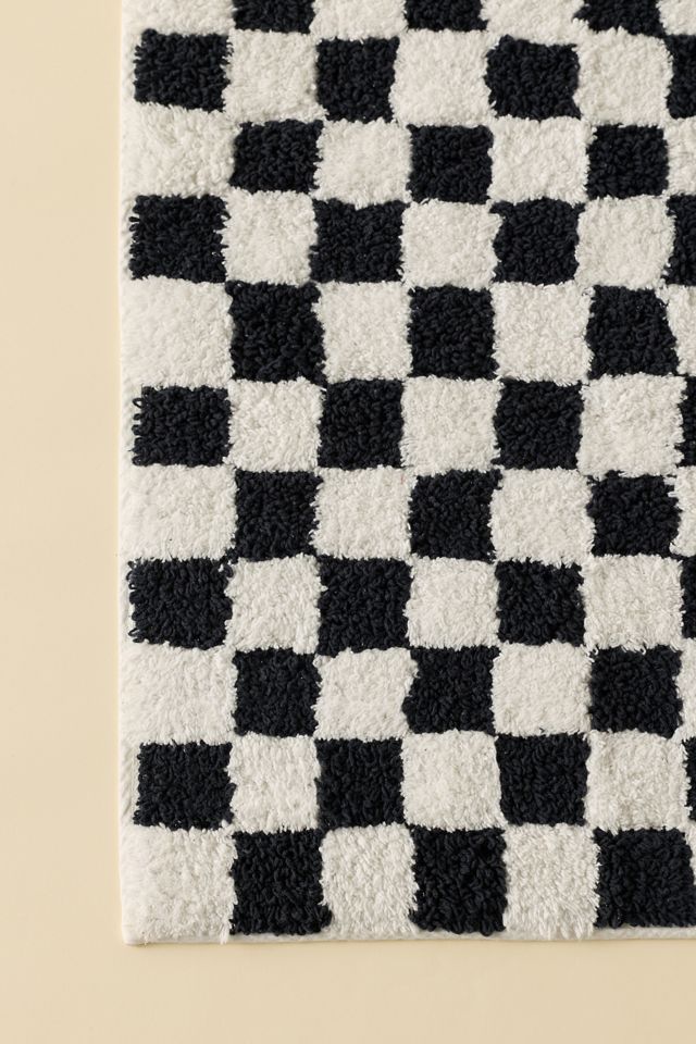 Checkerboard Plush Tufted Runner Bath Mat #2