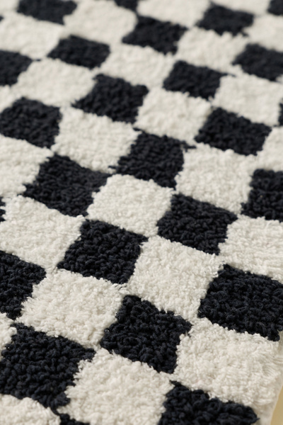 Checkerboard Plush Tufted Runner Bath Mat