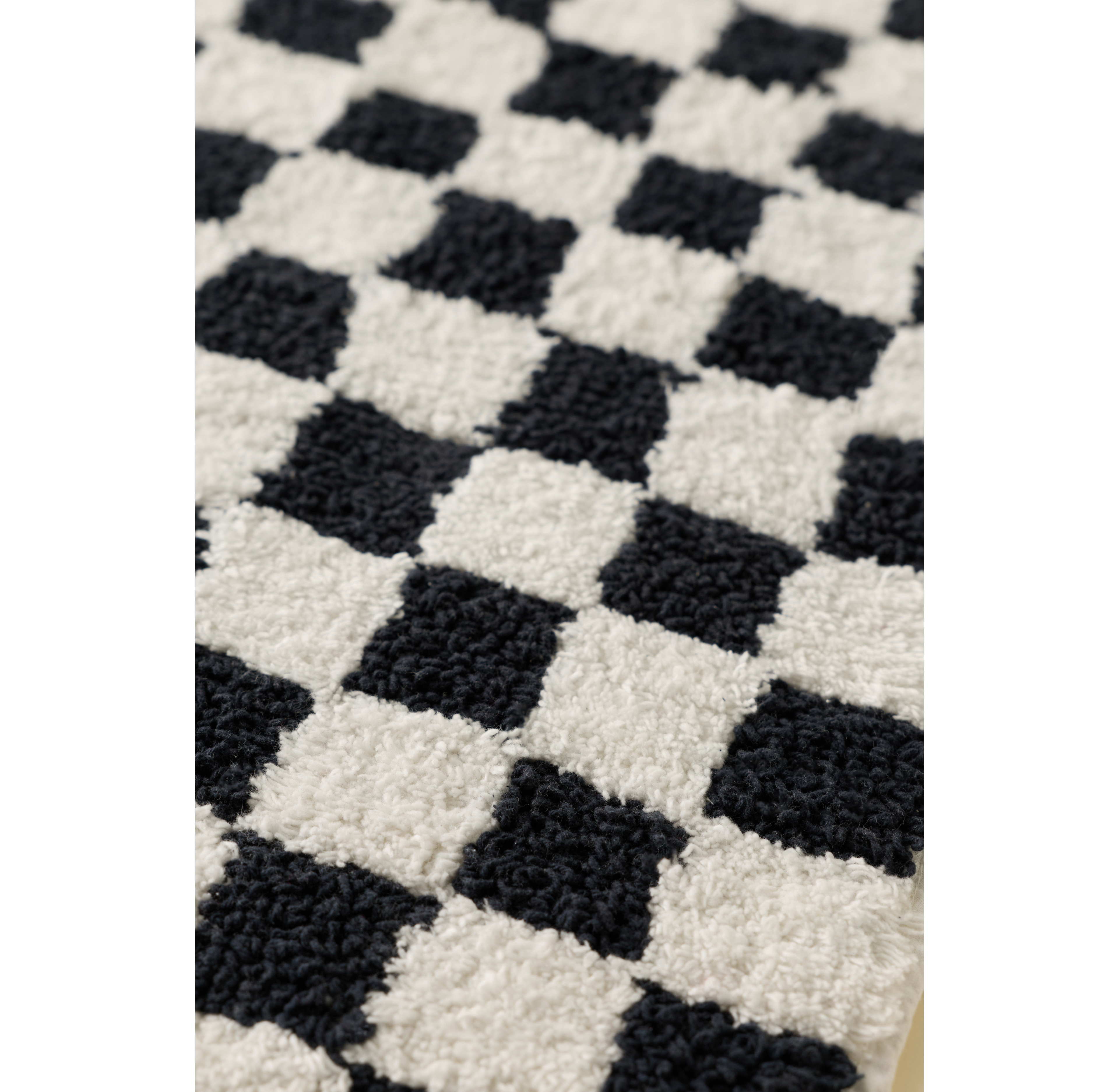 Checkerboard Plush Tufted Runner Bath Mat