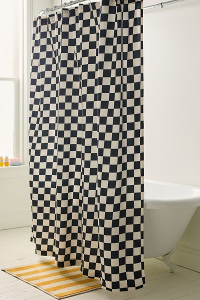 Checkerboard Patterned Shower Curtain