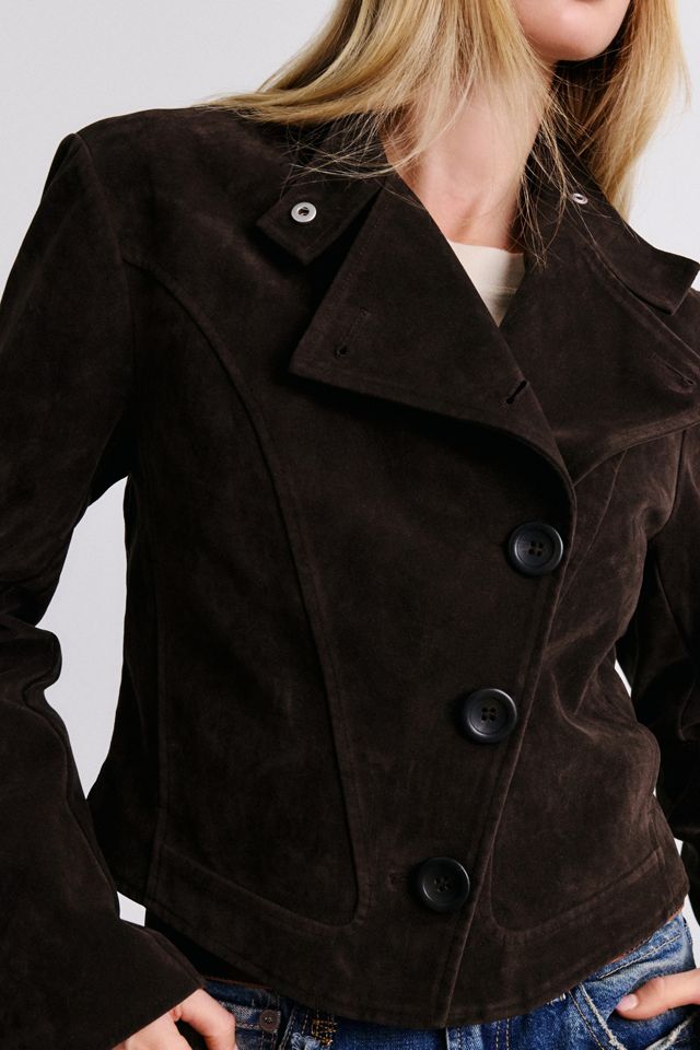 Veste UO Brody asymétrique à col cheminée en faux suède #1