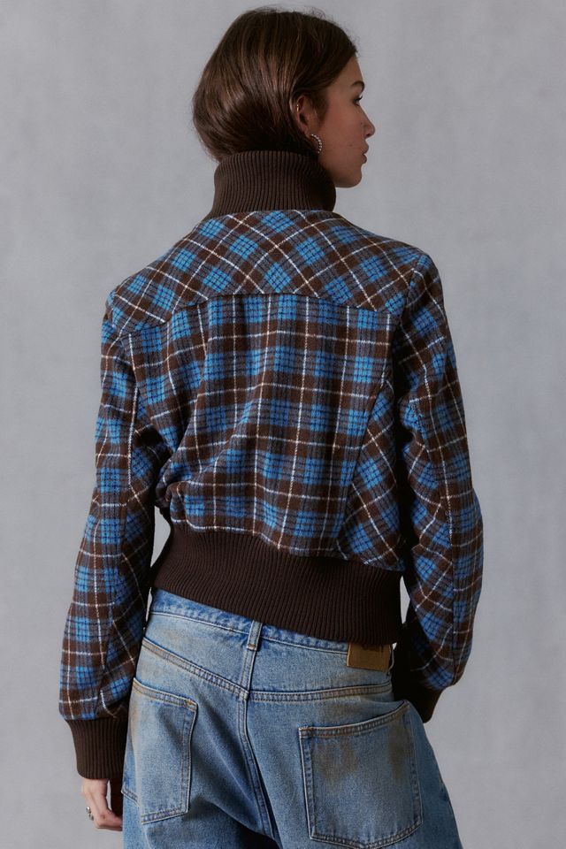 Veste aviateur BDG Bonnie à col cheminée en mélange de laine à carreaux #3