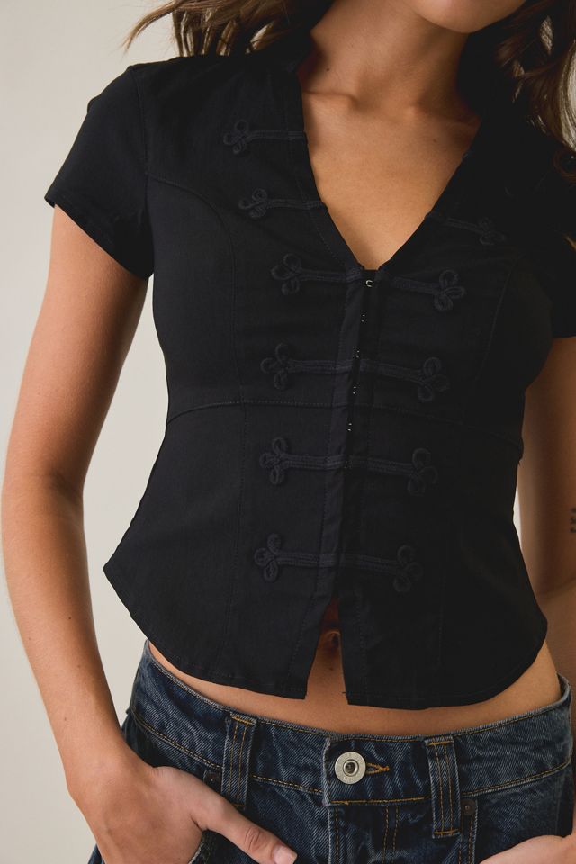 BDG Tori Short Sleeve Frog Button-Down Shirt #2