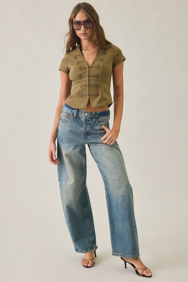 BDG Tori Short Sleeve Frog Button-Down Shirt #1