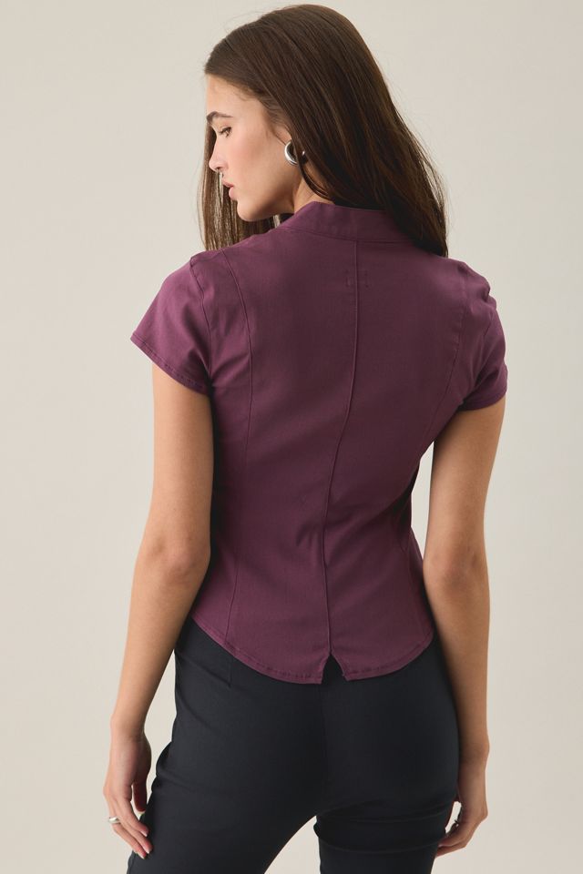 BDG Tori Short Sleeve Frog Button-Down Shirt #2