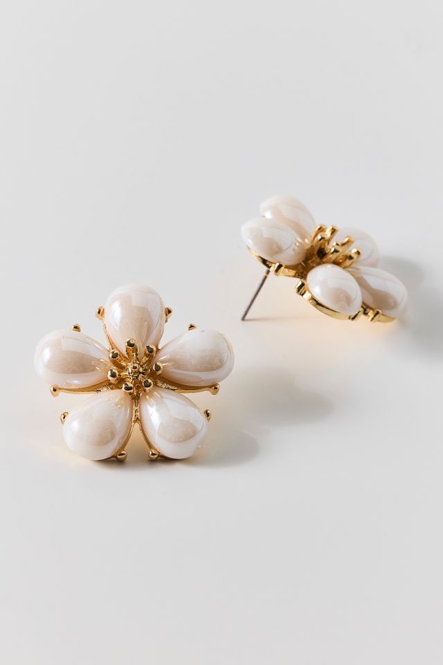 Pearl Petal Flower Earrings #1
