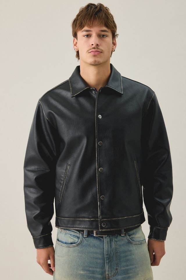 BDG Faux Leather Coaches Jacket #4