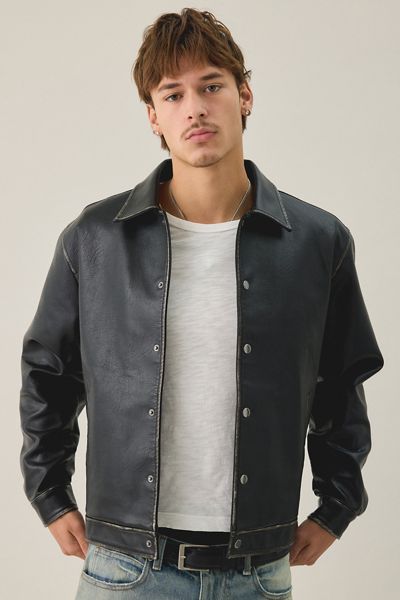 BDG Faux Leather Coaches Jacket