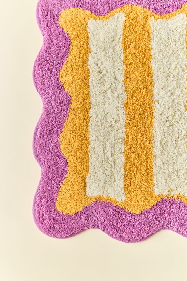 Striped Scalloped Tufted Bath Mat #2
