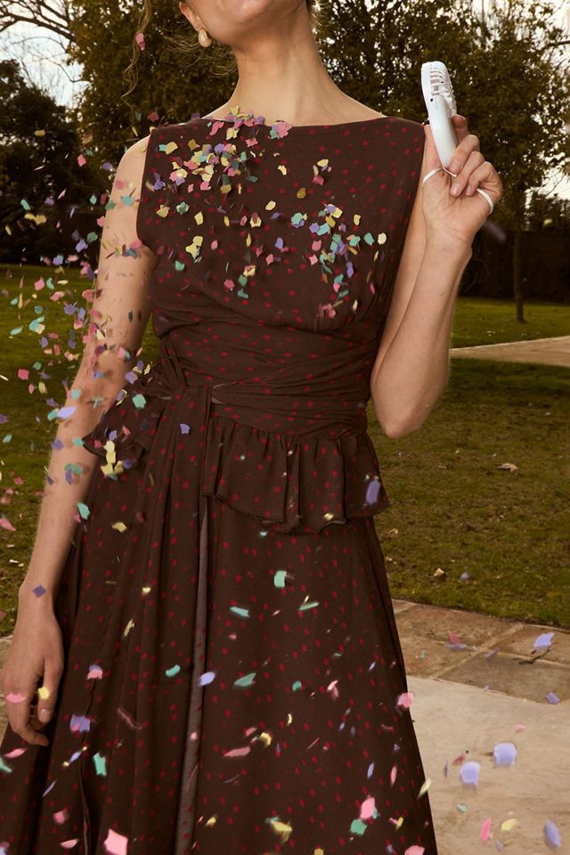 Carmen Says Brown Toast Polka Dot Occasion Dress #4