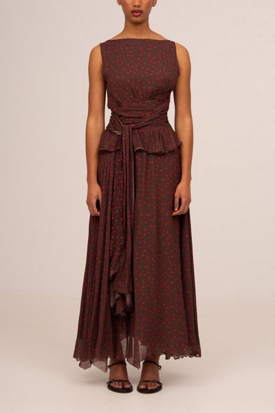 Carmen Says Brown Toast Polka Dot Occasion Dress