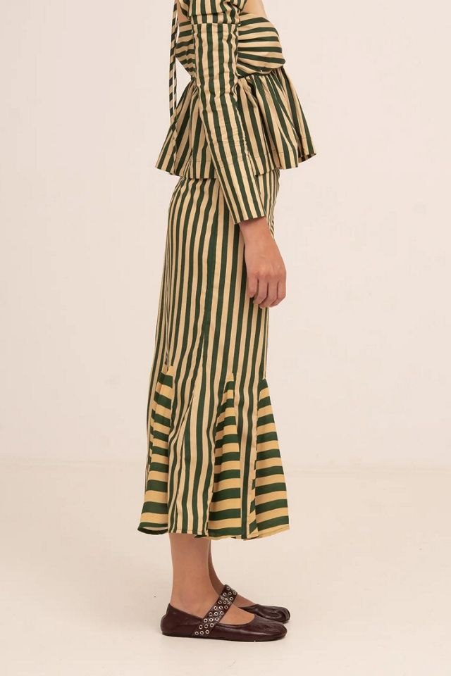 Carmen Says Garland Midi Green Striped Skirt #2