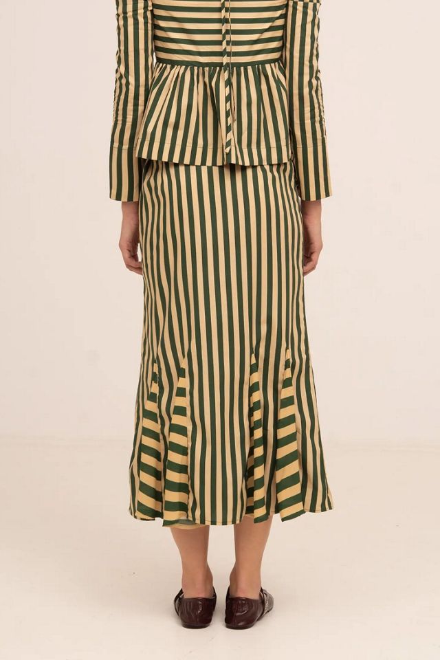 Carmen Says Garland Midi Green Striped Skirt #3