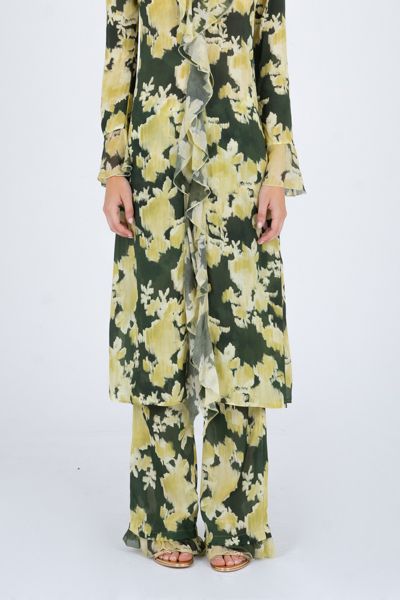 Carmen Says Lime Lagoon Flower Print Pants
