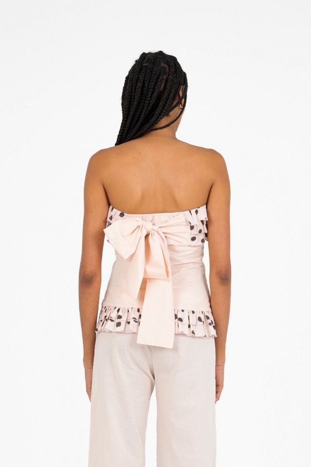Carmen Says Noctis Beige Polka Dot Print Top #4