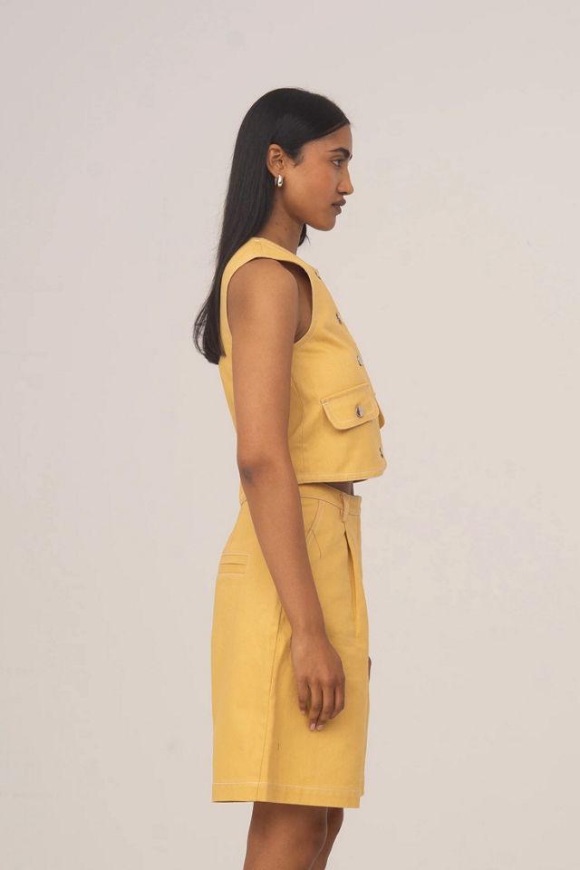 Carmen Says Desk Pale Yellow Denim Vest #1