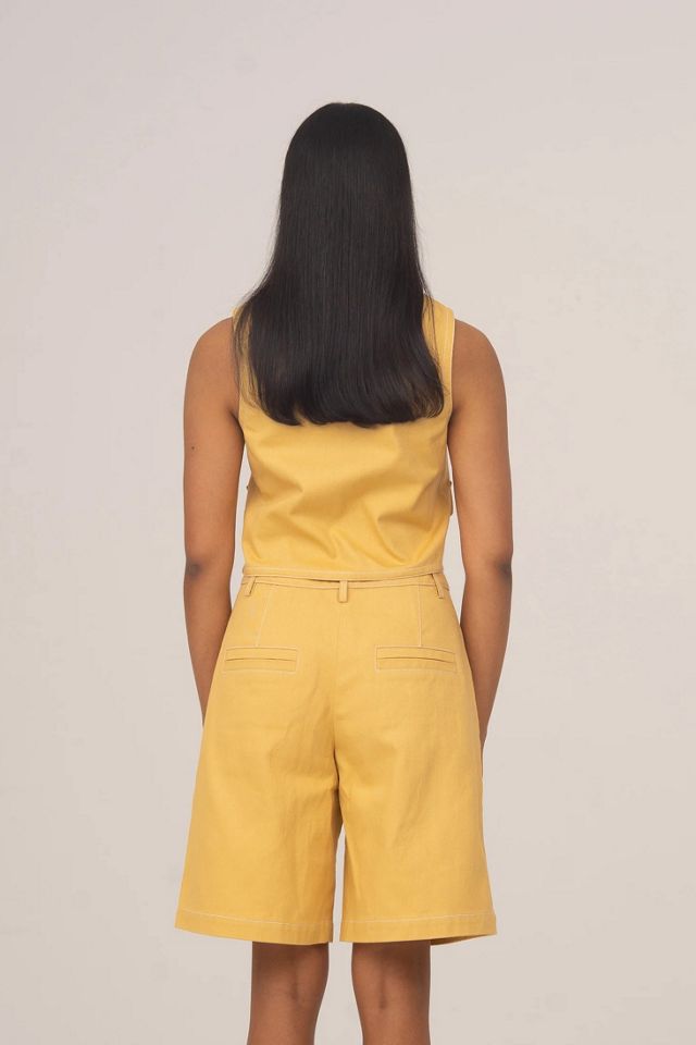 Carmen Says Desk Pale Yellow Denim Vest #3