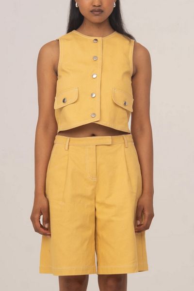 Carmen Says Desk Pale Yellow Denim Vest