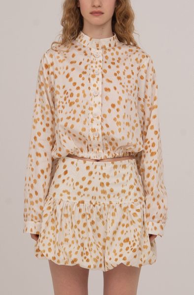 Carmen Says Fawn Deer Print Balloon Shirt