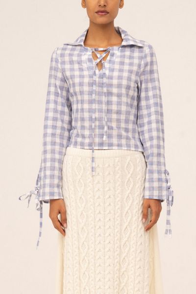 Carmen Says Commute Plaid Blue Shirt