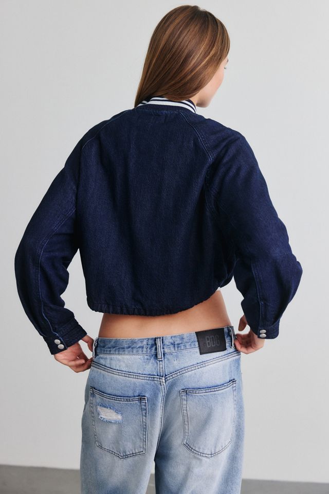 BLANKNYC Play Time Collarless Denim Bomber Jacket #3
