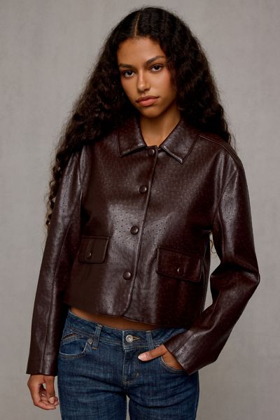 BLANKNYC Wait For It Embossed Faux Leather Jacket