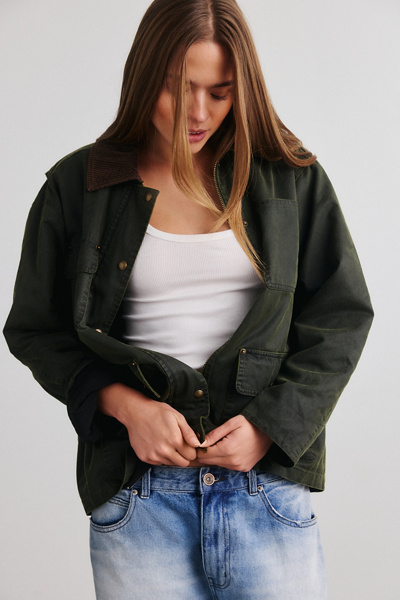 BLANKNYC Catching A Break Waxed Canvas Barn Jacket
