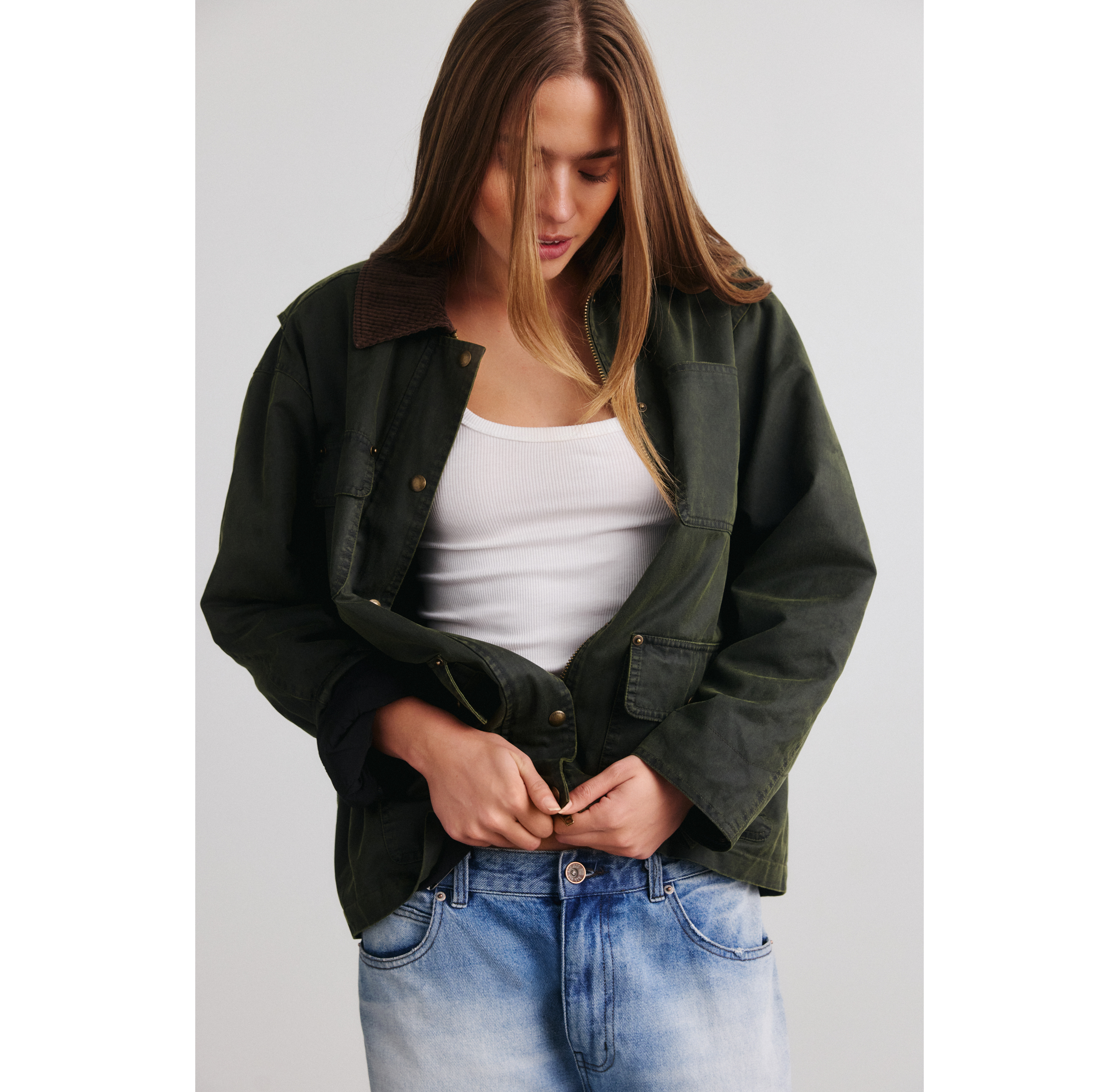 BLANKNYC Catching A Break Waxed Canvas Barn Jacket