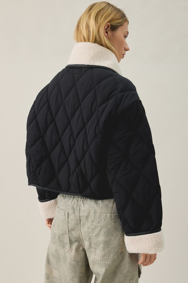 BLANKNYC Second Wind Faux Fur Trim Quilted Jacket #4