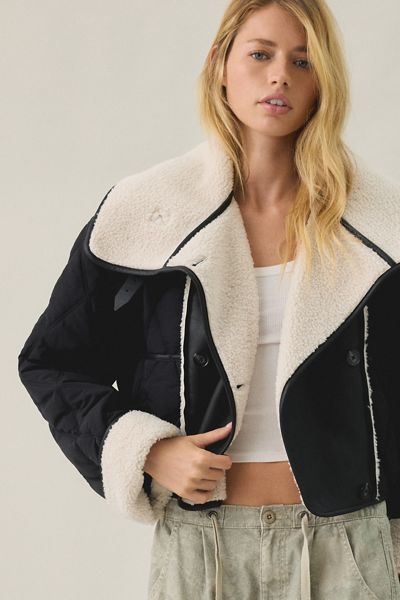 BLANKNYC Second Wind Faux Fur Trim Quilted Jacket