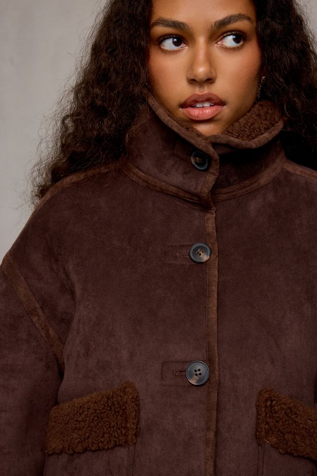 BLANKNYC Casual Night Fleece Trim Faux Suede Jacket #2