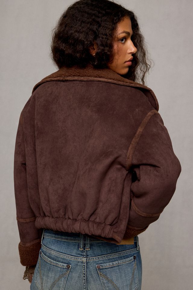 BLANKNYC Casual Night Fleece Trim Faux Suede Jacket #3