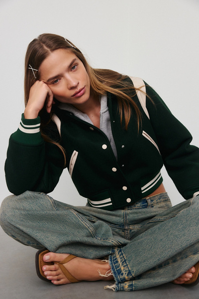 BLANKNYC Smart Move Cropped Bomber Jacket