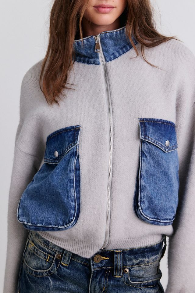 BLANKNYC Hitting Stride Mixed Media Funnel Neck Jacket #2