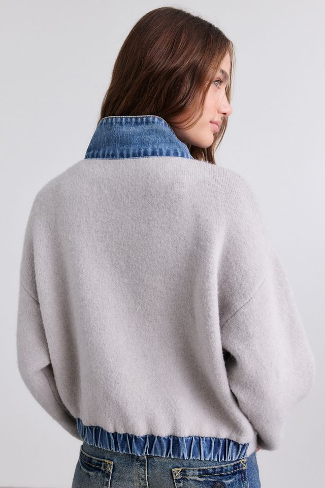BLANKNYC Hitting Stride Mixed Media Funnel Neck Jacket #3