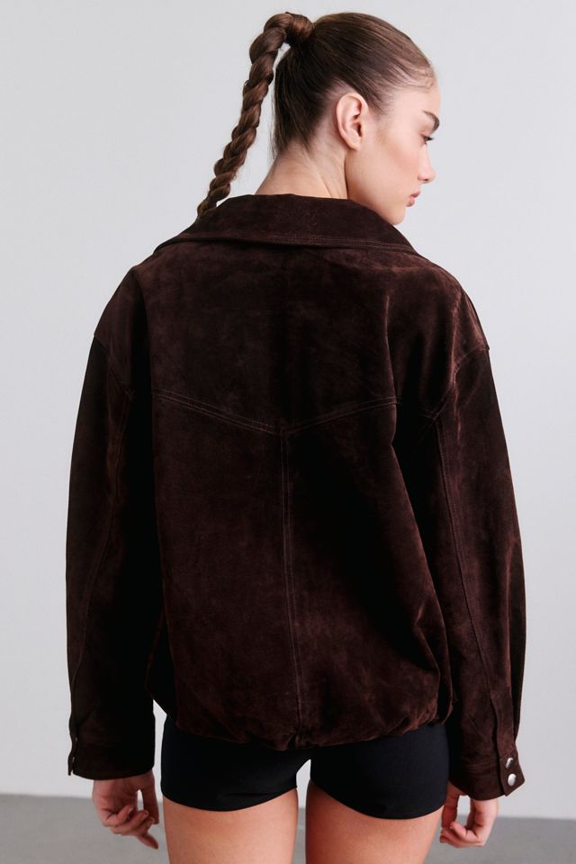 BLANKNYC Iced Chocolate Suede Funnel Neck Bomber Jacket #4