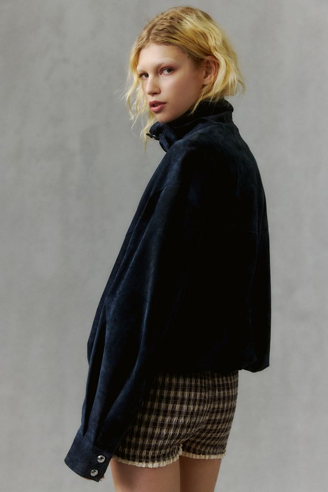 BLANKNYC Midnight Drift Suede Funnel Neck Bomber Jacket #4