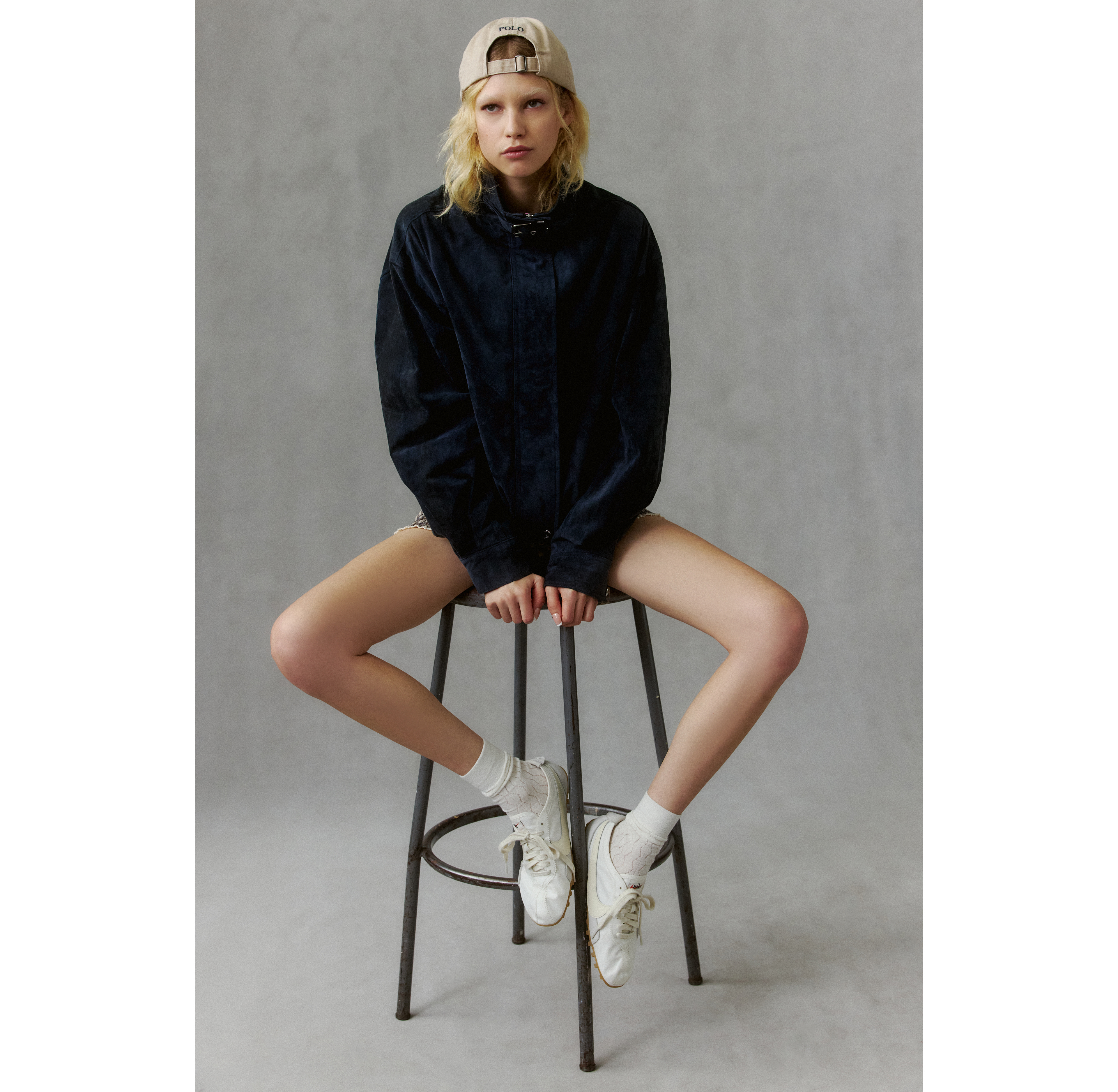 BLANKNYC Midnight Drift Suede Funnel Neck Bomber Jacket
