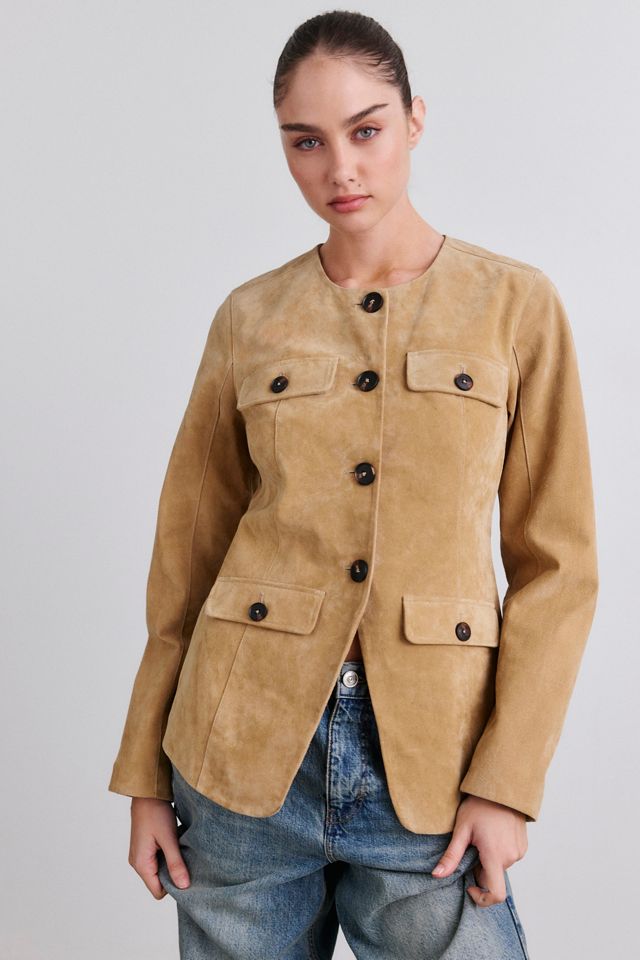 BLANKNYC Cinnamon Crunch Suede Collarless Blazer #1