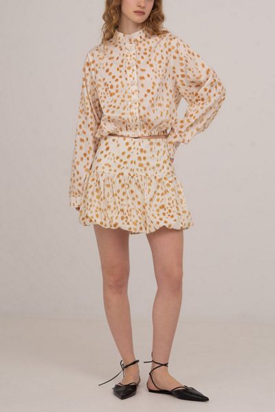 Carmen Says Fawn Deer Print Balloon Mini Skirt