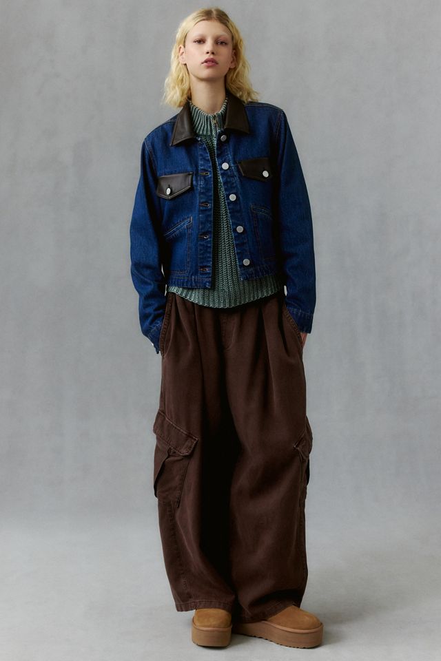 BLANKNYC Smooth Operator Faux Leather Trim Denim Jacket #1