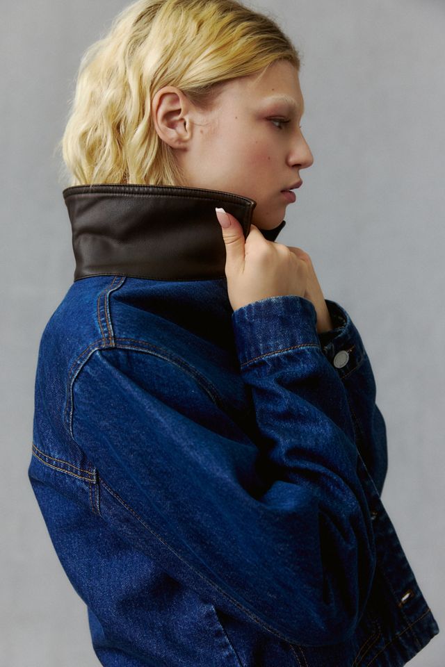 BLANKNYC Smooth Operator Faux Leather Trim Denim Jacket #2